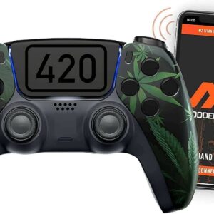 420 Black Custom Rapid Fire, Anti Recoil, Macros MODDED Wireless Controller for PS5 & PC - Unique Smart Mods for ps5 controller controlled by the APP. Best for FPS Games. Enhanced Gaming Experience