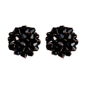 stud earrings for women black crystal flower cluster bohemian sterling silver boho statement ball beads