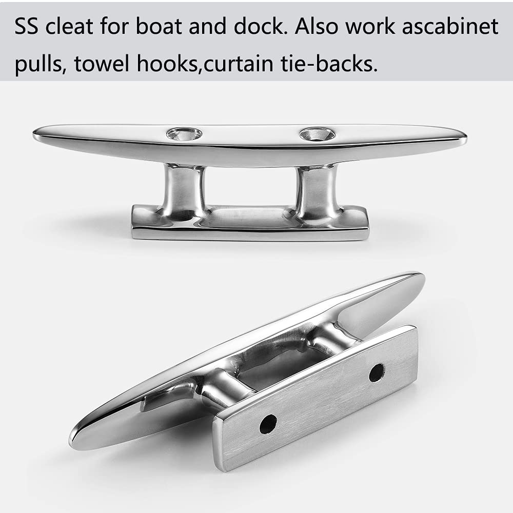 KAHACIYO Boat Cleat Open Base Boat Cleat 4 inch, Dock Cleat 316 Stainless Marine Grade Steel, Highly Polished Include Installation Accessories Screws