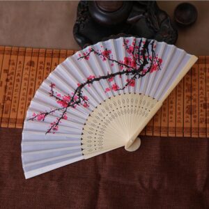 DUO ER Hand Fan Vintage Bamboo Folding Hand Held Flower Fan Chinese Dance Party Pocket Gifts Chinese Fan