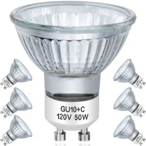 ybek gu10 halogen light bulbs 50w 120v mr16 dimmable for track,recessed,accent lighting,ceiling light,scent wax burner,warm white(pack of 6)