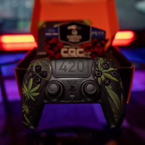 420 Black Custom Rapid Fire, Anti Recoil, Macros MODDED Wireless Controller for PS5 & PC - Unique Smart Mods for ps5 controller controlled by the APP. Best for FPS Games. Enhanced Gaming Experience