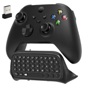 keyboard for xbox series x/s, one/one x/s, elite one/2 controller, wireless gaming chatpad message keypad with usb receiver, audio/headset jack accessories for xbox (controller not included), black