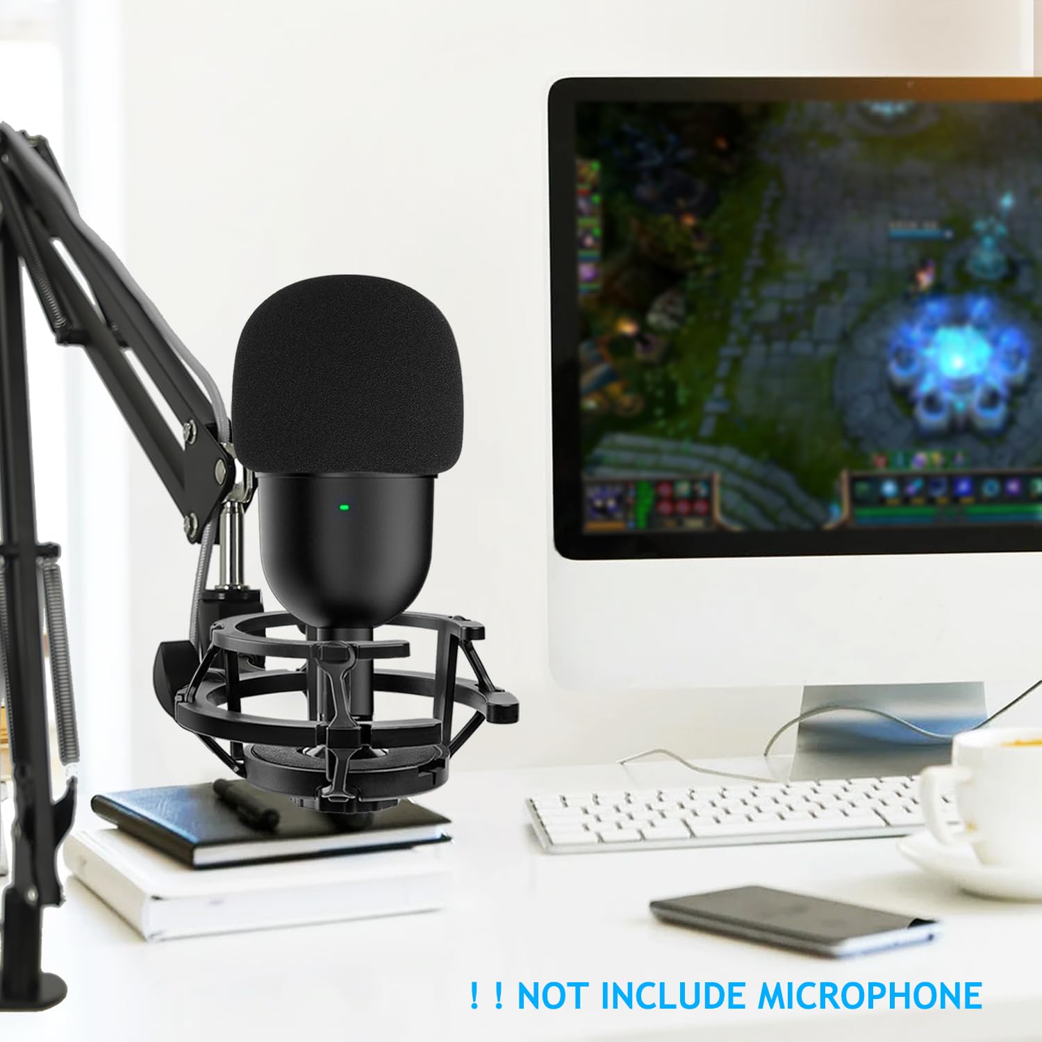 Silence Razer Mini Shock Mount with Foam Windscreen Cover, Anti-Vibration Suspension Shockmount Mic Holder Clip Pop Filter to Blocks Out Plosives for Seiren USB Streaming Microphone AVATAR