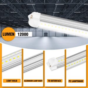 ONLYLUX 8ft LED Shop Light - 90W 12000lm 5000K, 8 Foot Led Shop Light Fixture, V Shape Bulbs for Garage, 8 ft Led Lights, Plug and Play (10 Pack)