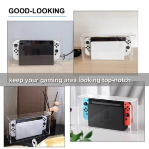 MANWU Clear Protective Case Dust Display Box Cover for New Nintendo Switch Model (only Cover),Acrylic Clear casing Compatible with Switch OLED