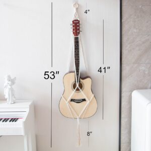 Decocove Guitar Wall Hanger - Macrame Guitar Hanger - Guitar Wall Mount - Boho Guitar Holder for Acoustic Guitar and Electric Guitar