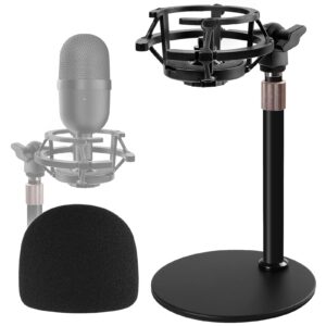 seiren mini desktop microphone stand with shock mount, foam windscreen, adjustable mic stand with pop filter shockmount reduces vibration noise for razer seiren mini usb streaming microphone frgyee