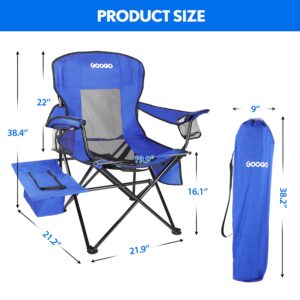 GOOGO Camping Chair Folding, Oversized Portable Lightweight Chair with Cooler, Cup Holder, Mesh Back Seat, Supports 300lbs, Collapsible Compact Chair with Carry Bag & Strap for Outdoor, Camp, Hiking