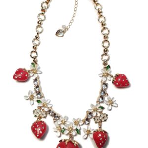 Betsey Johnson Strawberry Floral Lilly Necklace, Red