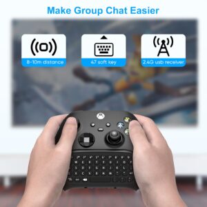 Keyboard for Xbox Series X/S, One/One X/S, Elite One/2 Controller, Wireless Gaming Chatpad Message Keypad with USB Receiver, Audio/Headset Jack Accessories for Xbox (Controller Not Included), Black