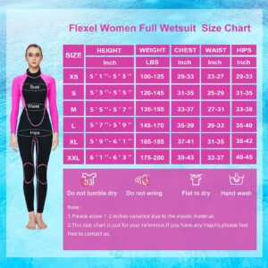 HIGI Flexel Full Wetsuit for Women,2mm Womens Wet Wuit Long Sleeve Swimsuits for Women in Cold Water Thermal Surfing Wetsuit Women Snorkeling Suit Scuba Swimsuit for Women black with pink, Large