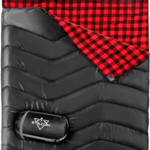 ETGLCOZY Double Sleeping Bag for Adults Kids Camping, XL Queen Size Sleeping Bag for All Season Hiking Backpacking, 2 Person Sleeping Bag Lightweight Waterproof for Cold Weather & Warm