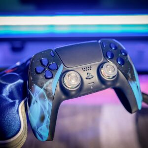 MODDEDZONE Custom Rapid Fire, Anti Recoil, Macros MODDED Wireless Controller for PS5 & PC - Unique Smart Mods for ps5 controller controlled by the APP. Best for FPS Games. Enhanced Gaming Experience (Blue Fire)