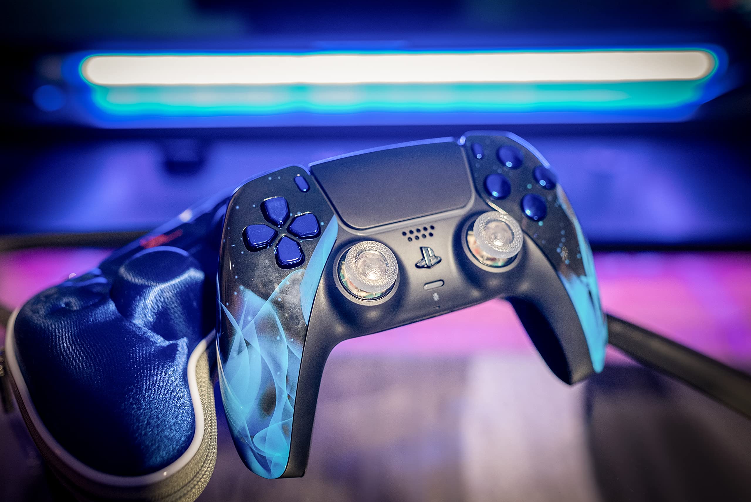 MODDEDZONE Custom Rapid Fire, Anti Recoil, Macros MODDED Wireless Controller for PS5 & PC - Unique Smart Mods for ps5 controller controlled by the APP. Best for FPS Games. Enhanced Gaming Experience (Blue Fire)