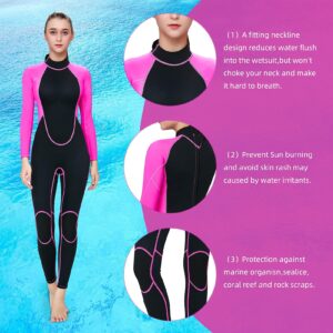 HIGI Flexel Full Wetsuit for Women,2mm Womens Wet Wuit Long Sleeve Swimsuits for Women in Cold Water Thermal Surfing Wetsuit Women Snorkeling Suit Scuba Swimsuit for Women black with pink, Large