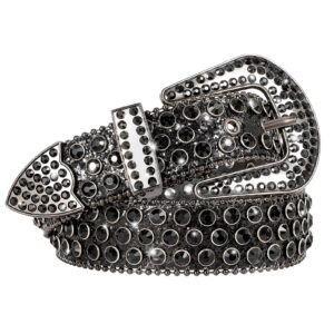 suosdey men women fashion rhinestone belt western cowgirl bling studded design leather diamond belt for jeans dress