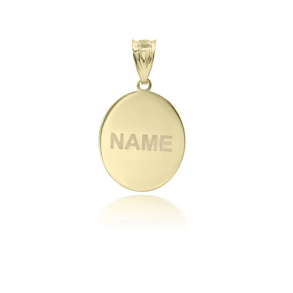 Certified 10k Yellow Gold Personalized St. Anthony Of Padua Oval Medal Pendant Custom Engraved with Any Name