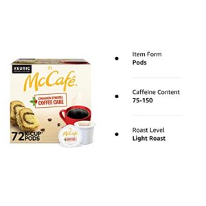 McCafe Cinnamon Streusel Coffee Cake Coffee, Keurig Single Serve K-Cup Pods, 72 Count