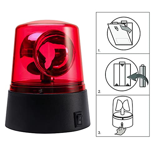 LED Strobe Light,360 Degree Rotating DJ Flashing Stage Effect Battery Powered Strobe Light Car Siren Strobe Light，Disco Party Rotating Lamp(Red,size:1pc)