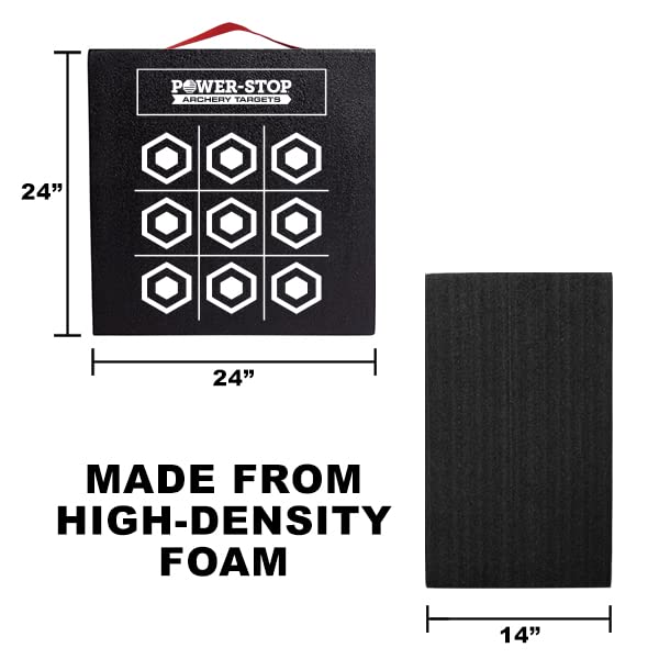 Power-Stop Archery Targets - 24" High-Density Big Block Foam Target for Broadheads and Field Tips