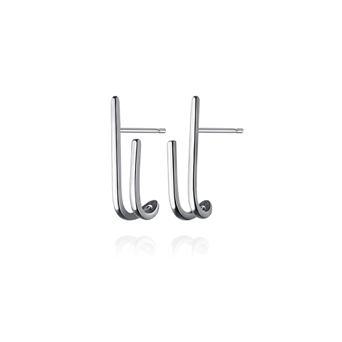 Reffeer Solid 925 Sterling Silver Bar Huggie Stud Earrings Hoops for Women Bar Half Hoop Earrings Open Hoops (A-Silver)