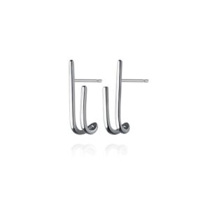 reffeer solid 925 sterling silver bar huggie stud earrings hoops for women bar half hoop earrings open hoops (a-silver)