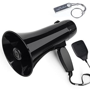 MyMealivos 35 Watt Power Portable Megaphone Speaker PA Bullhorn with Detachable Handheld Microphone, Built-in Siren, USB Flash Drive & 240S Recording (Black)