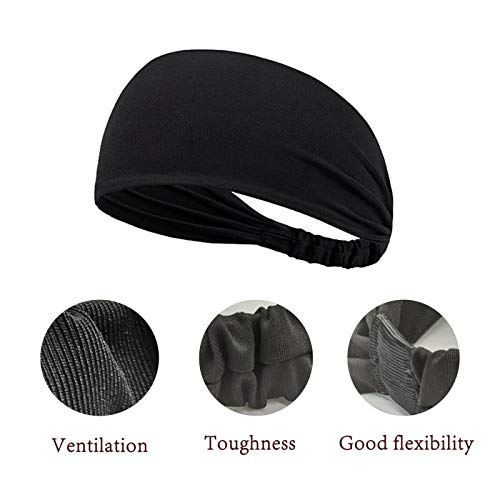 MEIW Fashion Headbands,Headband for Men , Women, Elastic Wicking Sweat Band for Workout,Yoga,Sport,Running,Training and Bike(Black)