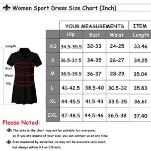 JINSHI Women’s Golf Dress Quick Dry Short Sleeve Polo Dress Tennis/Workout/Sport Dress Black Medium