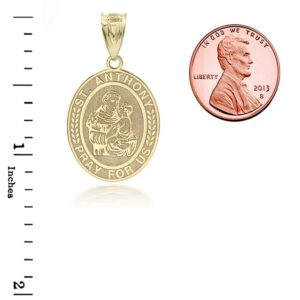 Certified 10k Yellow Gold Personalized St. Anthony Of Padua Oval Medal Pendant Custom Engraved with Any Name