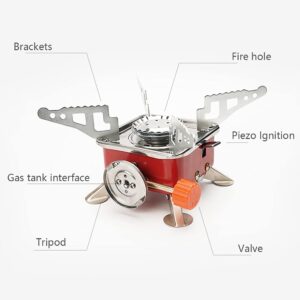 AIROKA Lightweight Square 2800W Gas Furnace Portable Camping Stove with Piezo Ignition Folding Windproof Backpacking Stove Strong Firepower Burner for Outdoor Hiking Cooking