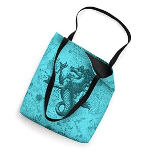 Nautical map retro style seahorse Tote Bag