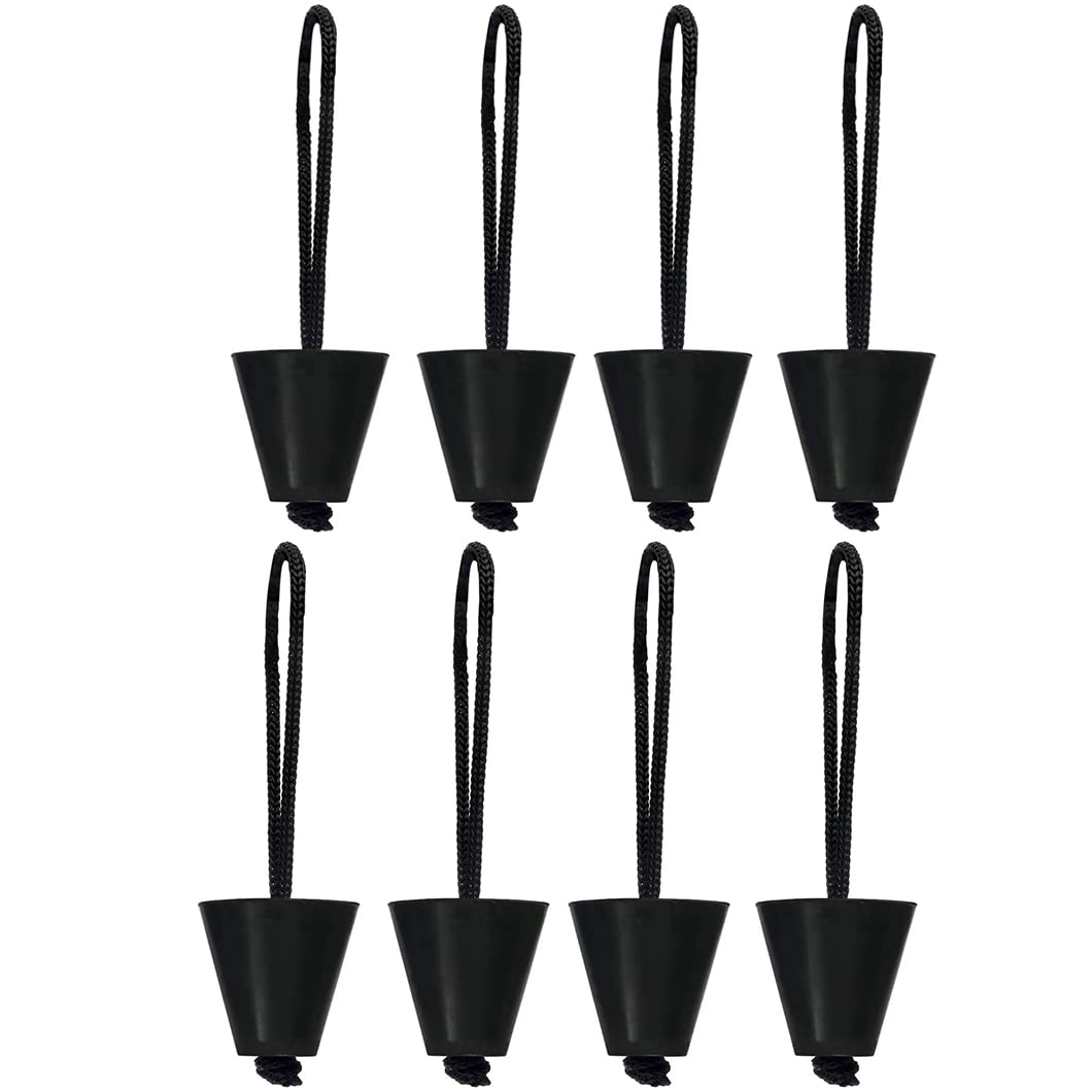 Amarine Made Pack of 12 Universal Kayak Scupper Plug Kit,Silicone Scupper Plugs Drain Holes Stopper Bung with Lanyard Fit for Kayaks Canoes (Black)