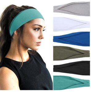 huachi workout headband for women athletic non slip for short long hair yoga running sports hair bands bandeau headbands sweat hair accessories 6 pack