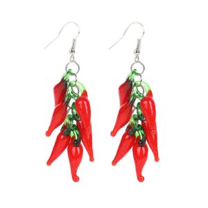 red chili hot pepper drop earrings funny resin simulation vegetable food dangle earring hot spicy capsicum statement earring for women jewelry-multiple