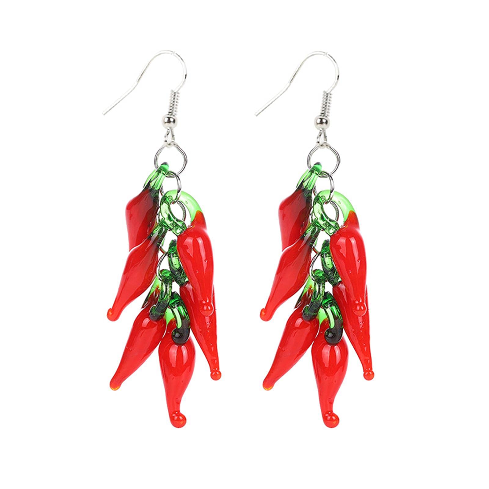 Red Chili Hot Pepper Drop Earrings Funny Resin Simulation Vegetable Food Dangle Earring Hot Spicy Capsicum Statement Earring for Women Jewelry-Multiple