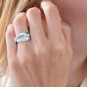 MyNameNecklace MYKA - Personalized “Charlize” Russian Ring for Woman, Her, Wife, Grandma - Custom Inscribed Intertwined Ring - Dainty Jewelry Gift for Mother’s Day, Christmas, Birthday