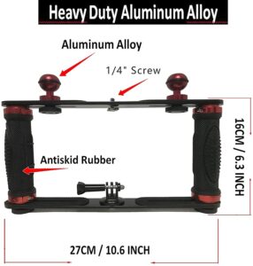 aluminium alloy underwater lights dive light video light stabilizer tray handheld handle stabilizer support bracket camera mount for action camera and any other camera with 1/4 inch screw hole