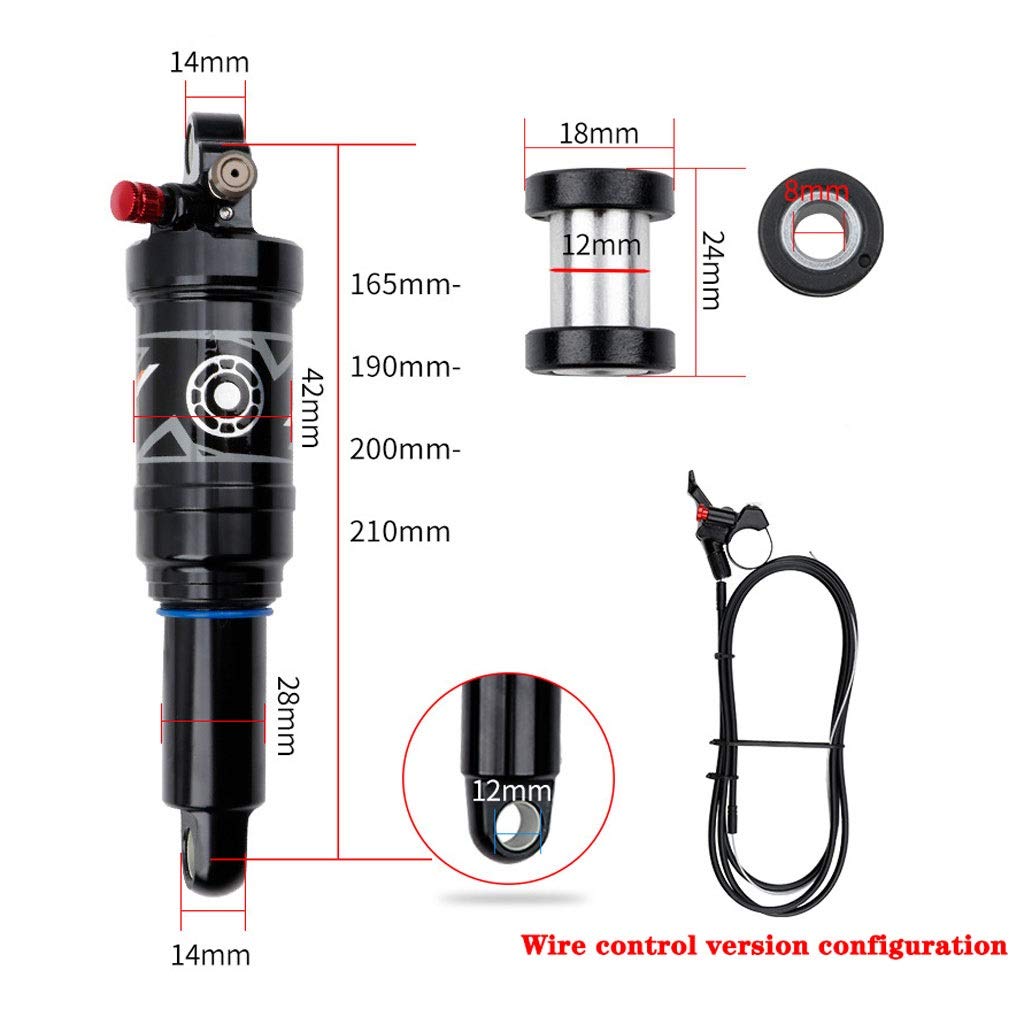 LvTu Mountain Bike Parts Shocks Absorber 165mm 190mm 200mm 210mm Air Suspension Accessories 270psi (Color : Remote Lockout, Size : 165mm)