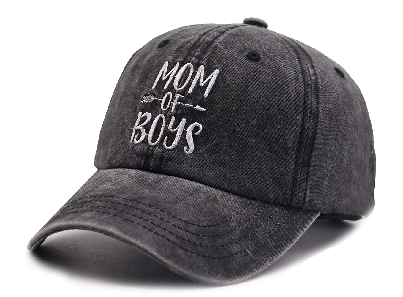 KKMKSHHG Women's Baseball Cap, Embroidered Adjustable Vintage Distressed Cotton Dad Hat Black