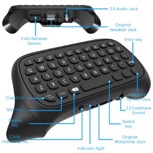 FYOUNG Keyboard for Xbox Series X/S Controller, for Xbox One/S/Controller Gamepad, 2.4Ghz Mini QWERTY Keyboard Gaming Chatpad with Audio/Headset Jack for XSX (Black)