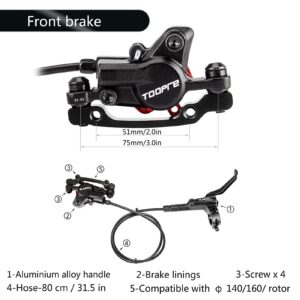 LIXADA Mountain Bike Hydraulic Disc Brake Aluminum Front and Rear Caliper Disc Brake Bicycle Accessories are Suitable for Most Mountain Bikes, Road Bikes, Fixed Gear Bikes, Mountain Bikes, etc.