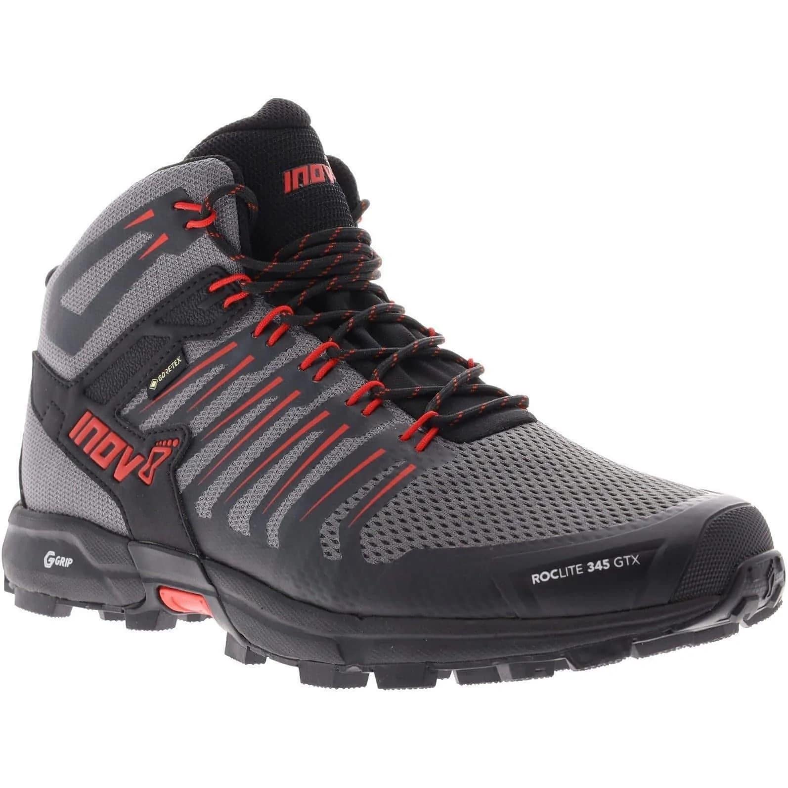 Inov-8 Men's Roclite 345 GTX Hiking-Boots, Grey/Black/Red, 9.5