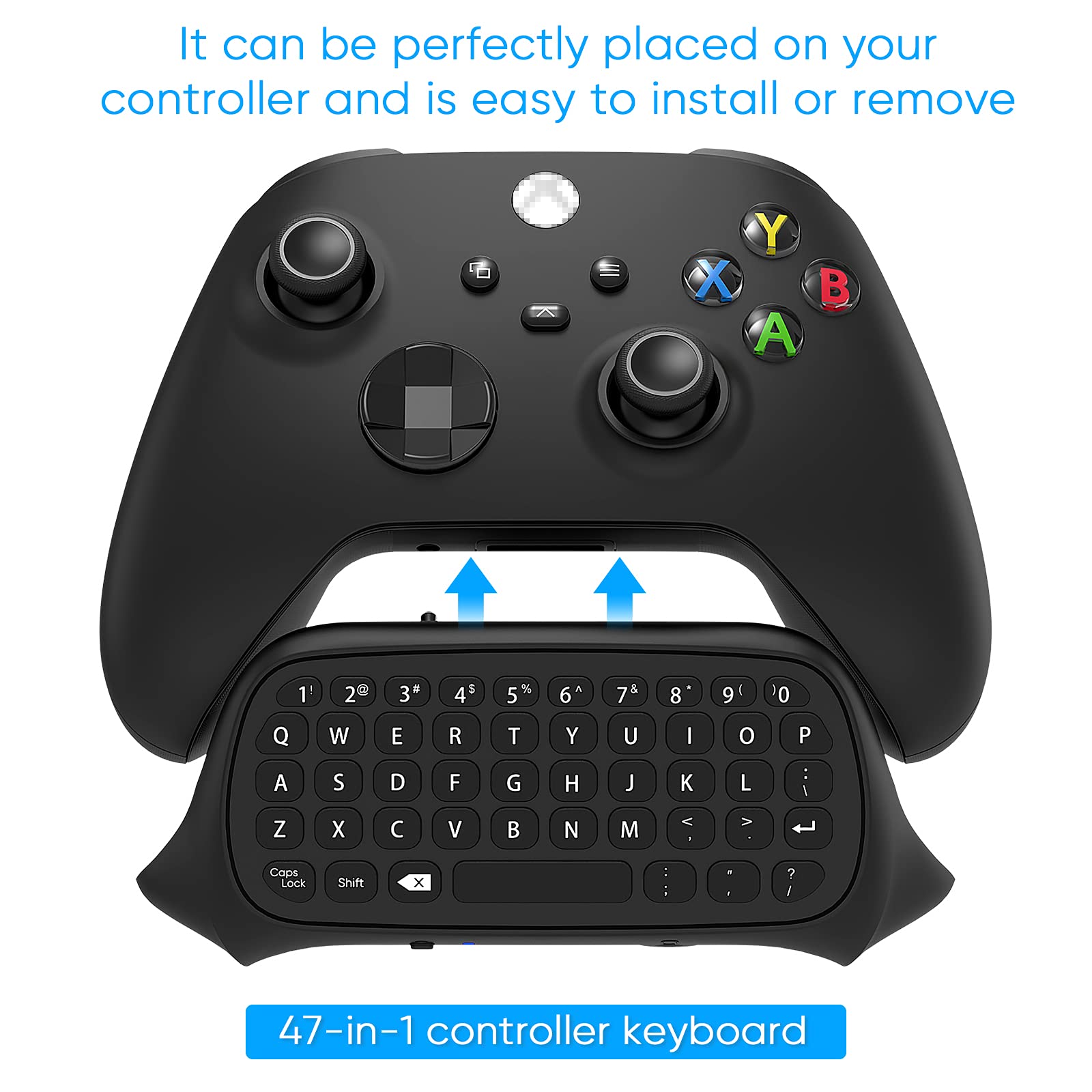 FYOUNG Keyboard for Xbox Series X/S Controller, for Xbox One/S/Controller Gamepad, 2.4Ghz Mini QWERTY Keyboard Gaming Chatpad with Audio/Headset Jack for XSX (Black)