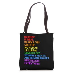 rainbow flag human rights womens & gay rights lgbtq+ pride tote bag