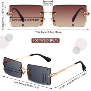 Weewooday 8 Pairs Vintage Rimless Rectangle Sunglasses Tinted Lens Gold Metal Frameless Eyewear Sunglasses for Women Men (Elegant Colors)