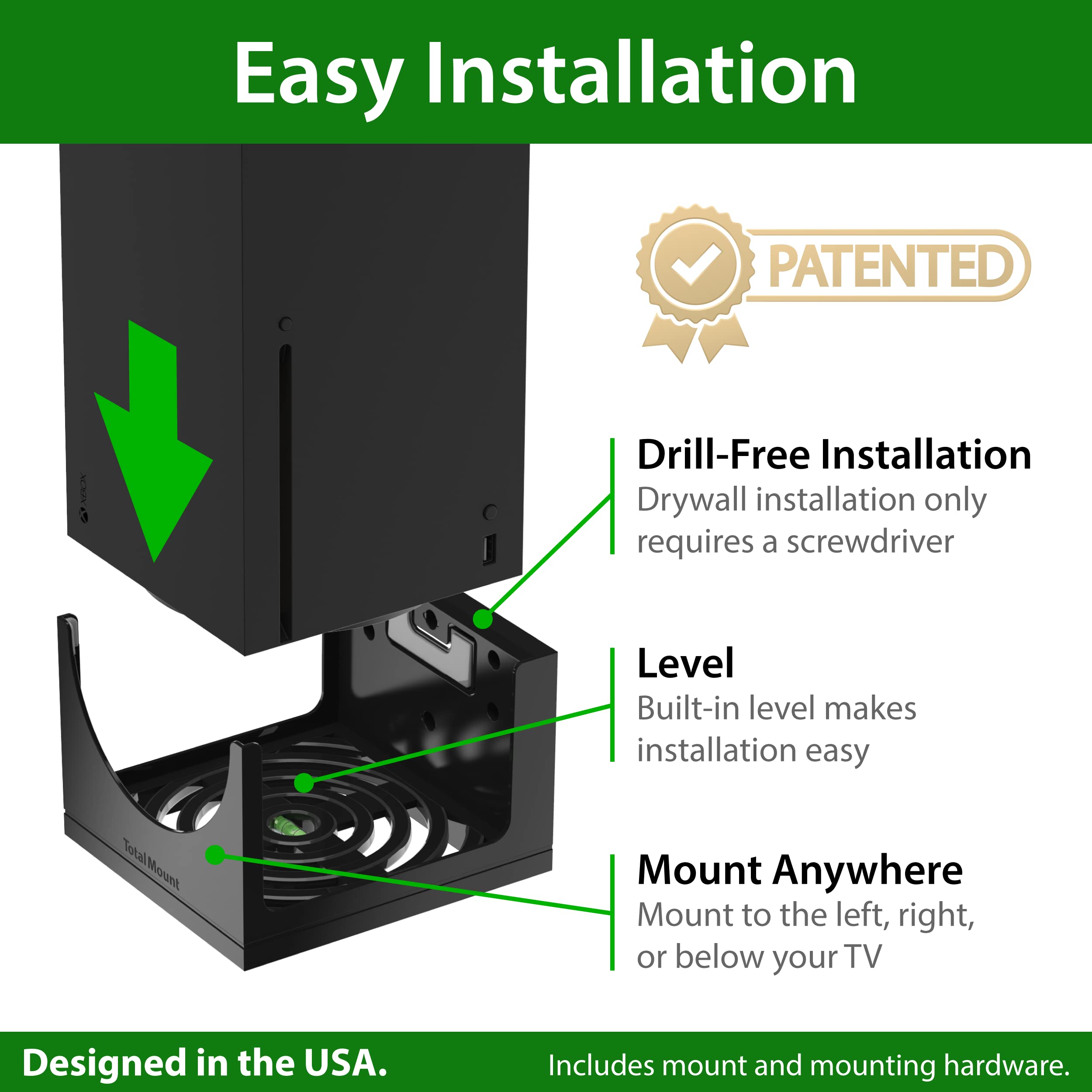 TotalMount – Wall Mount for Xbox Series X – Prevents Your Xbox from Falling by Securing Each Side (Standard Bundle: Wall Mount)