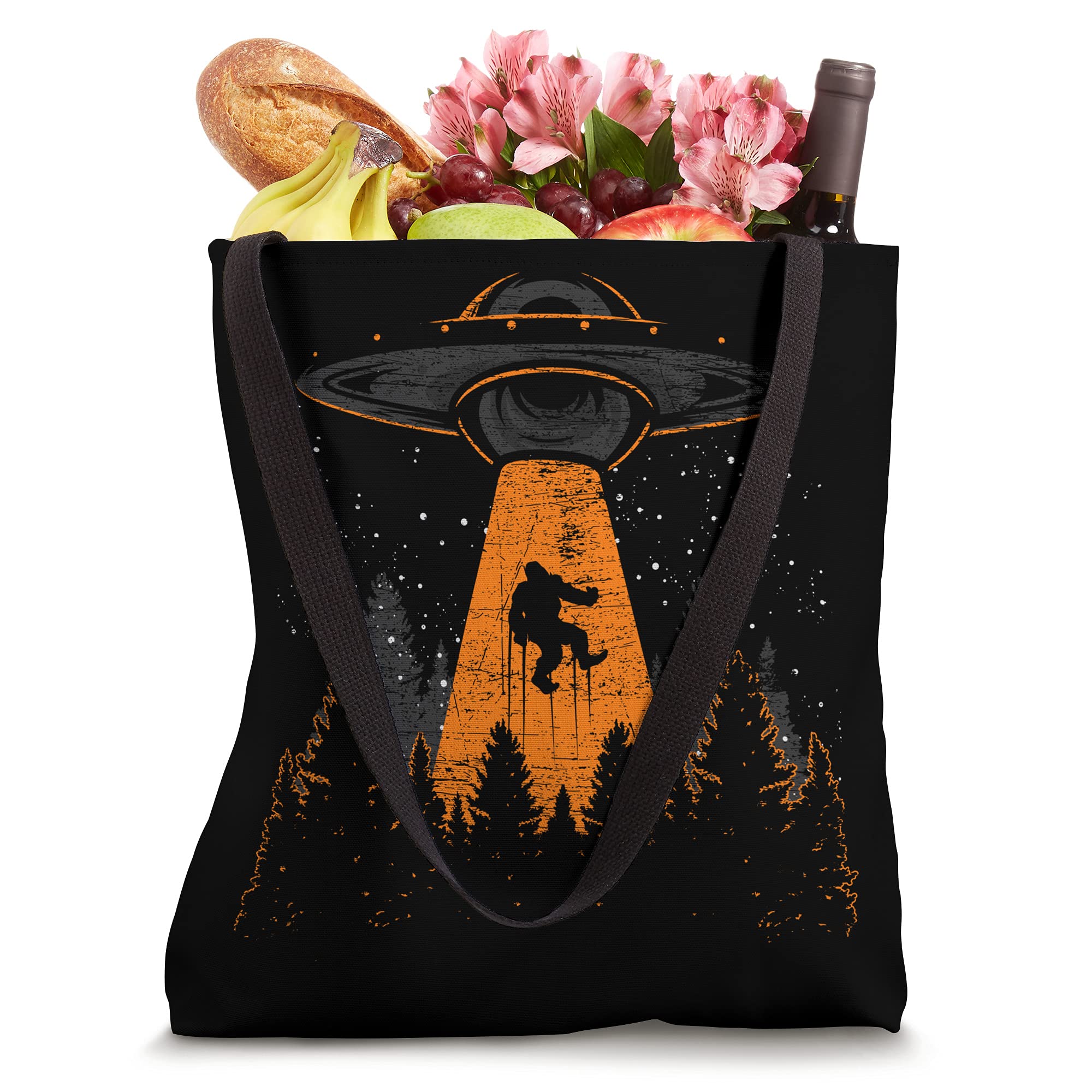 Bigfoot Sasquatch UFO Alien Abduction Yeti Cryptid Bigfoot Tote Bag