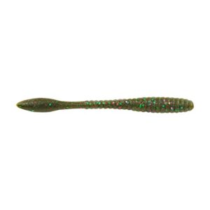 Berkley PowerBait MaxScent Fishing Soft Bait, Green Pumpkin Party, 4 1/4"